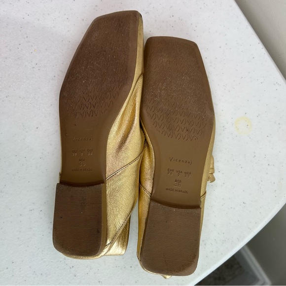 Vicenza Bow Mary Jane Silver leather flats square toes ballet Anthropologie - Picture 14 of 14